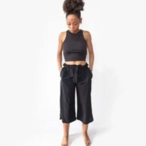 NWT Tonle LAST ONE Black Srey Pov Paperbag Pants - Picture 1 of 5